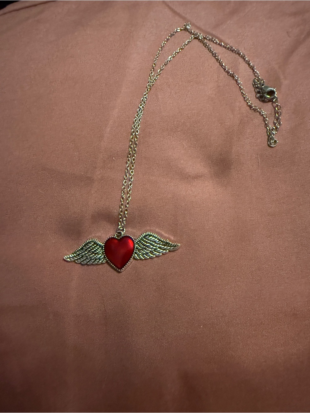 Red Winged Heart Pendant Necklace - Women Jewelry